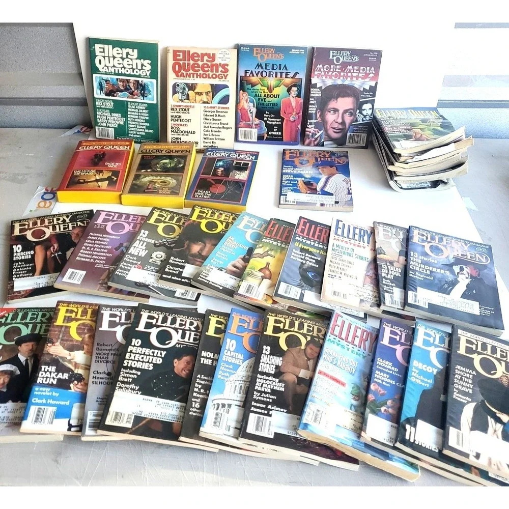 Lot of 3 Ellery Queen vintage Signet paperback mysteries plus 20 plus Magazines